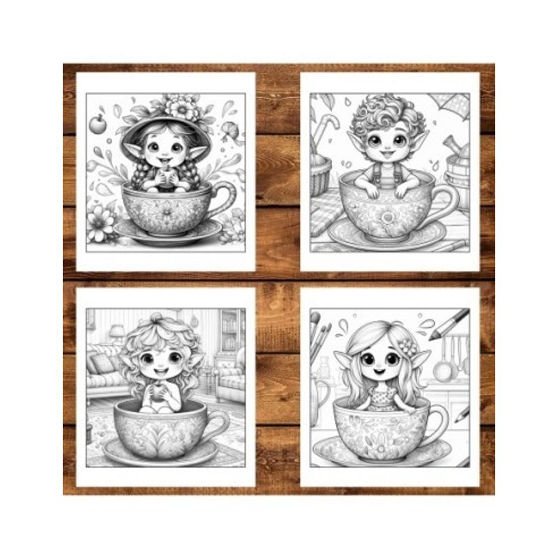 Carti si Birotica - Carti - Carti pentru copii - Carti de colorat - Carte de colorat antistres , 50 de ilustratii Elfi in Cescute - Volumul I, 106 pagini, A5 - Infinity.ro