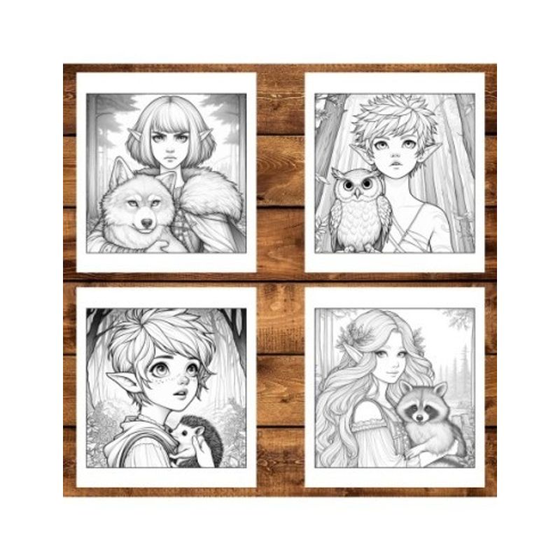 Carti si Birotica - Carti - Carti pentru copii - Carti de colorat - Carte de colorat antistres , 50 de ilustratii Elfi si animalute, 106 pagini, A5 - Infinity.ro