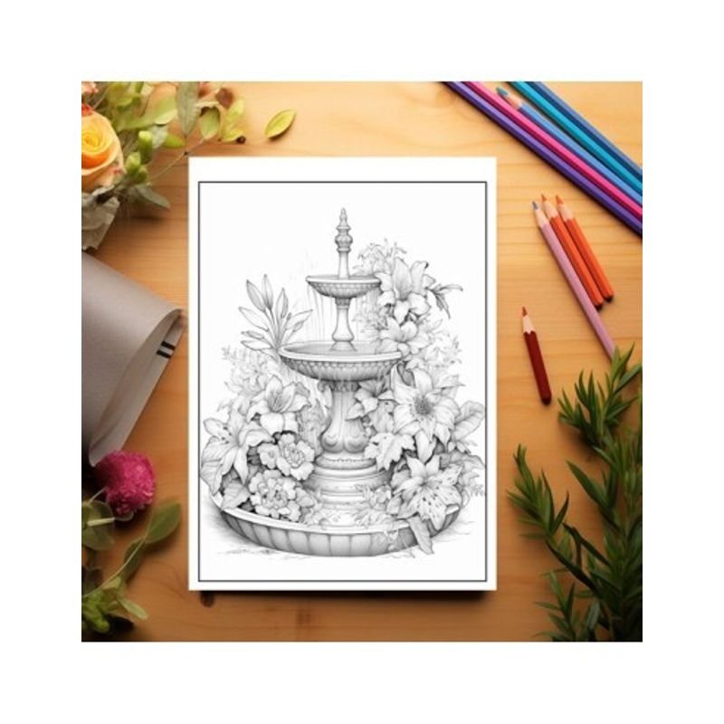 Carti si Birotica - Carti - Carti pentru copii - Carti de colorat - Carte de colorat antistres , 50 de ilustratii Fantani Florale, 106 pagini, A5 - Infinity.ro