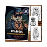 Carti si Birotica - Carti - Carti pentru copii - Carti de colorat - Carte de colorat antistres , 50 de ilustratii Fantasy Owl, 106 pagini, A5 - Infinity.ro