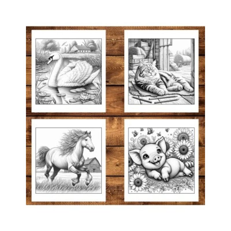 Carti si Birotica - Carti - Carti pentru copii - Carti de colorat - Carte de colorat antistres , 50 de ilustratii Ferma cu animale - Volumul I, 106 pagini, A5 - Infinity.ro