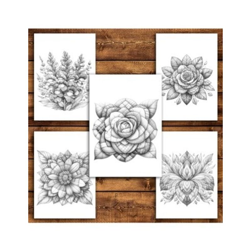 Carti si Birotica - Carti - Carti pentru copii - Carti de colorat - Carte de colorat antistres , 50 de ilustratii Flori Patchwork - Volumul III, 106 pagini, A5 - Infinity.ro