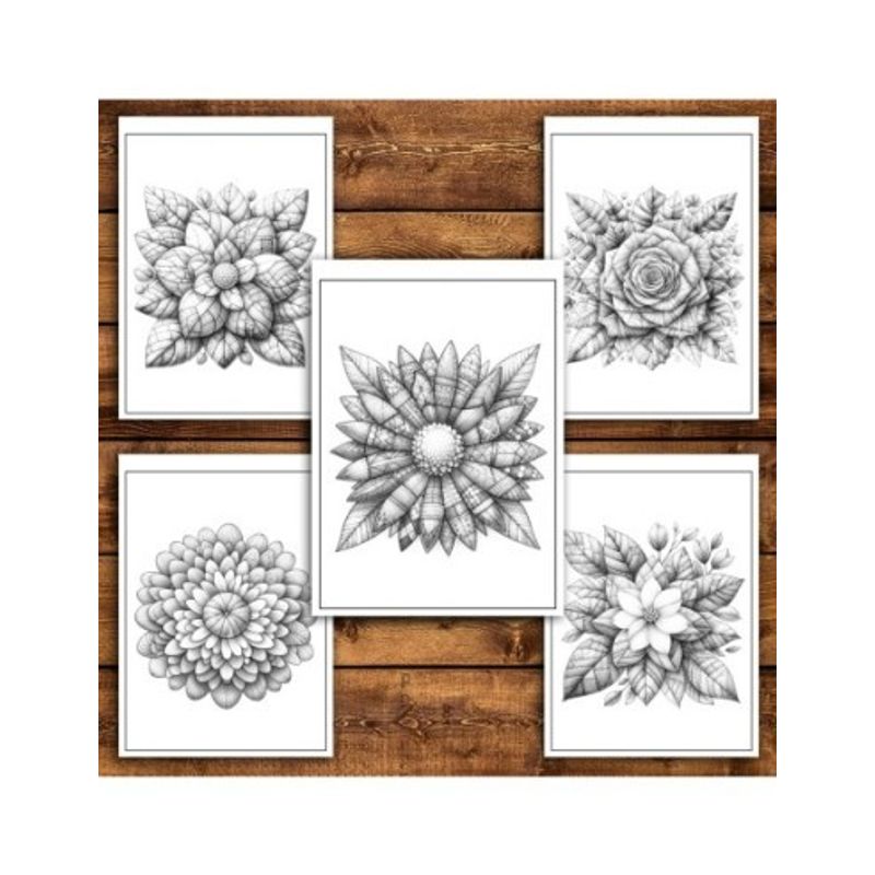 Carti si Birotica - Carti - Carti pentru copii - Carti de colorat - Carte de colorat antistres , 50 de ilustratii Flori Patchwork - Volumul I, 106 pagini, A5 - Infinity.ro