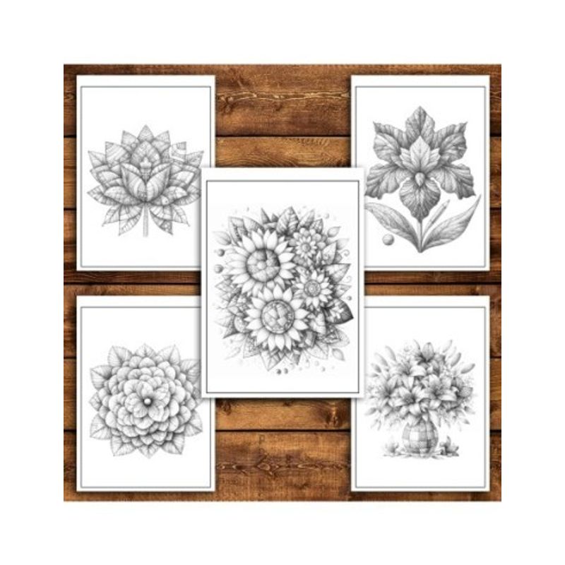 Carti si Birotica - Carti - Carti pentru copii - Carti de colorat - Carte de colorat antistres , 50 de ilustratii Flori Patchwork - Volumul I, 106 pagini, A5 - Infinity.ro