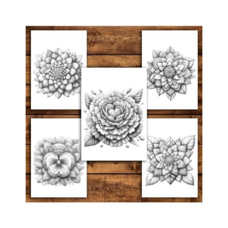 Carti si Birotica - Carti - Carti pentru copii - Carti de colorat - Carte de colorat antistres , 50 de ilustratii Flori Patchwork - Volumul II, 106 pagini, A5 - Infinity.ro