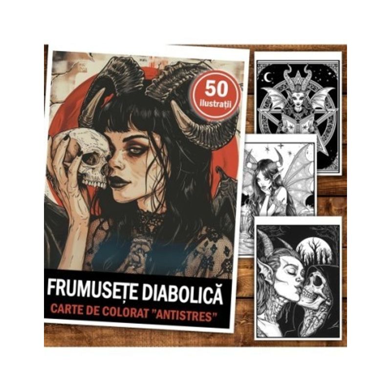Carti si Birotica - Carti - Carti pentru copii - Carti de colorat - Carte de colorat antistres , 50 de ilustratii Frumusete Diabolica, 106 pagini, A5 - Infinity.ro