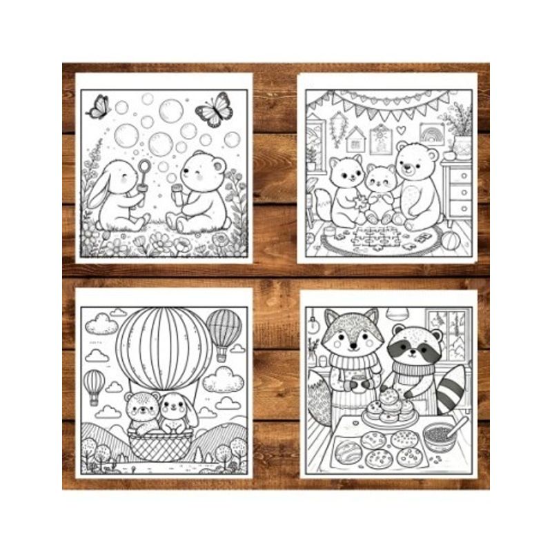 Carti si Birotica - Carti - Carti pentru copii - Carti de colorat - Carte de colorat antistres , 50 de ilustratii Fuzzy Hygge Friends - Volumul II,, 106 pagini, A5 - Infinity.ro