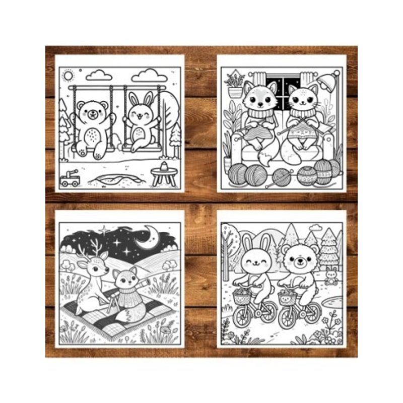 Carti si Birotica - Carti - Carti pentru copii - Carti de colorat - Carte de colorat antistres , 50 de ilustratii Fuzzy Hygge Friends - Volumul II,, 106 pagini, A5 - Infinity.ro