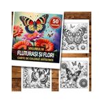 Carti si Birotica - Carti - Carti pentru copii - Carti de colorat - Carte de colorat antistres , 50 de ilustratii Fluturasi si Flori - Volumul III, 106 pagini, A5 - Infinity.ro