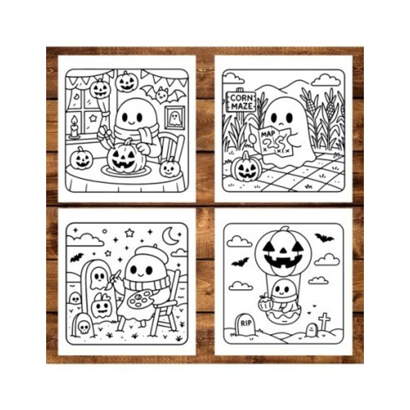 Carti si Birotica - Carti - Carti pentru copii - Carti de colorat - Carte de colorat antistres , 50 de ilustratii Ghost's Life - Volumul I, 106 pagini, A5 - Infinity.ro