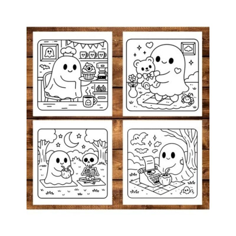 Carti si Birotica - Carti - Carti pentru copii - Carti de colorat - Carte de colorat antistres , 50 de ilustratii Ghost's Life - Volumul II, 106 pagini, A5 - Infinity.ro