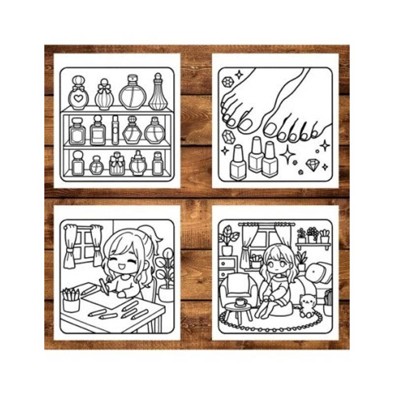 Carti si Birotica - Carti - Carti pentru copii - Carti de colorat - Carte de colorat antistres , 50 de ilustratii Girl Room, 106 pagini, A5 - Infinity.ro
