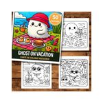 Carti si Birotica - Carti - Carti pentru copii - Carti de colorat - Carte de colorat antistres , 50 de ilustratii Ghost on Vacation, 106 pagini, A5 - Infinity.ro