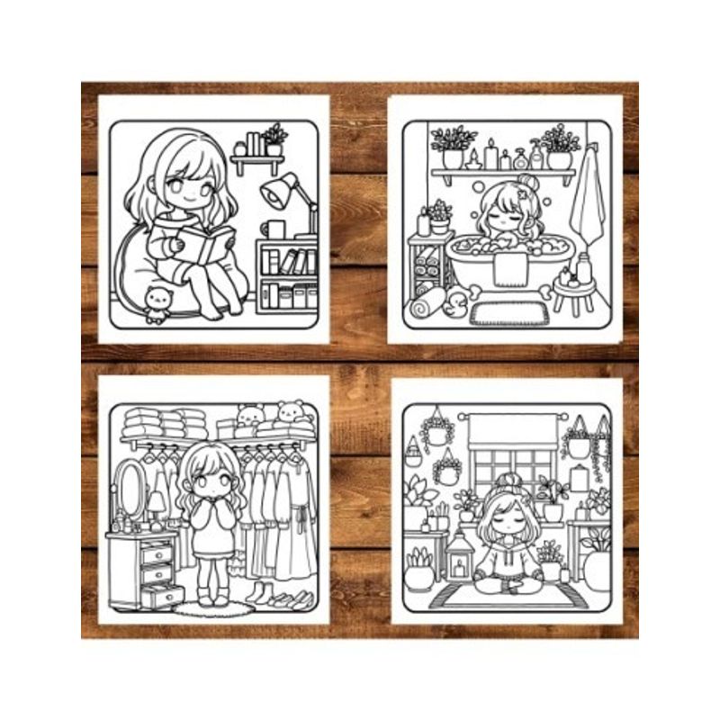 Carti si Birotica - Carti - Carti pentru copii - Carti de colorat - Carte de colorat antistres , 50 de ilustratii Girl Room, 106 pagini, A5 - Infinity.ro