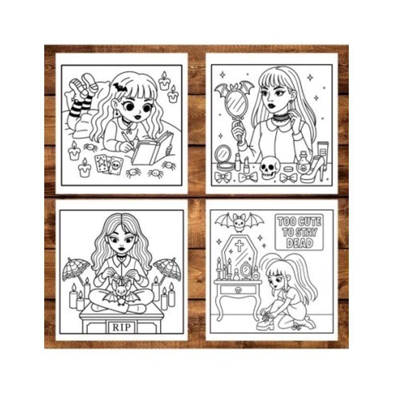 Carti si Birotica - Carti - Carti pentru copii - Carti de colorat - Carte de colorat antistres , 50 de ilustratii Goth Girl, 106 pagini, A5 - Infinity.ro