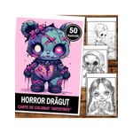 Carti si Birotica - Carti - Carti pentru copii - Carti de colorat - Carte de colorat antistres , 50 de ilustratii Horror Dragut, 106 pagini, A5 - Infinity.ro