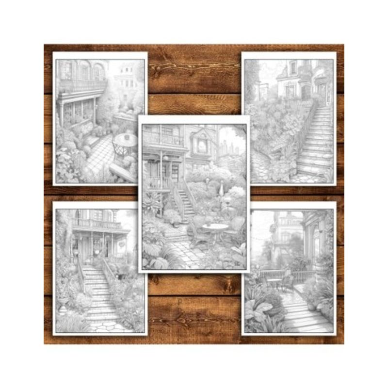 Carti si Birotica - Carti - Carti pentru copii - Carti de colorat - Carte de colorat antistres , 50 de ilustratii Gradini si Terase, 106 pagini, A5 - Infinity.ro