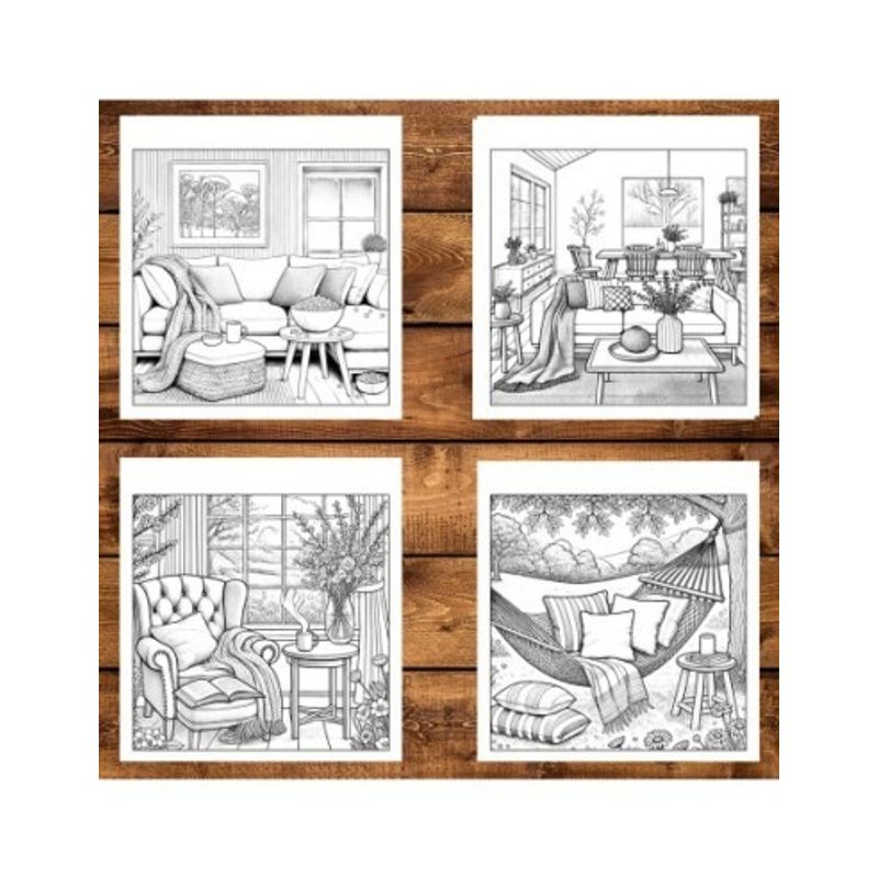 Carti si Birotica - Carti - Carti pentru copii - Carti de colorat - Carte de colorat antistres , 50 de ilustratii Hygge Home, 106 pagini, A5 - Infinity.ro