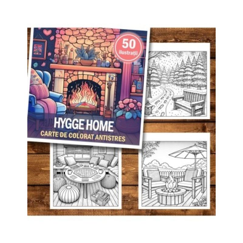 Carti si Birotica - Carti - Carti pentru copii - Carti de colorat - Carte de colorat antistres , 50 de ilustratii Hygge Home, 106 pagini, A5 - Infinity.ro