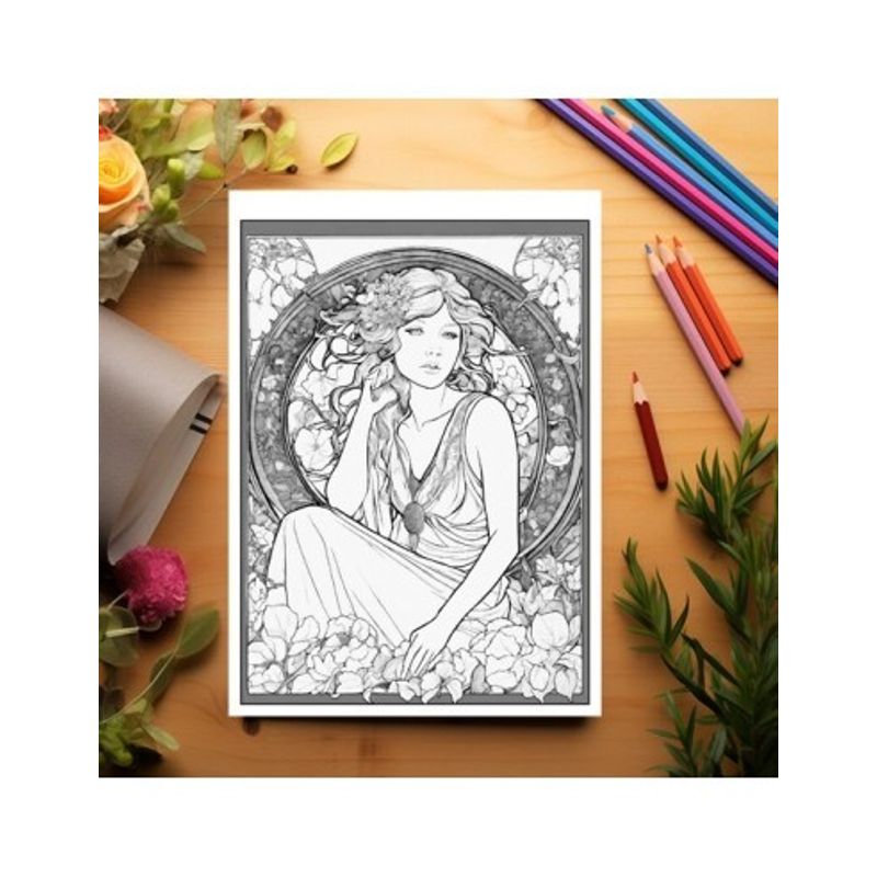Carti si Birotica - Carti - Carti pentru copii - Carti de colorat - Carte de colorat antistres , 50 de ilustratii Inspiratii de la Alphonse Mucha, 106 pagini, A5 - Infinity.ro