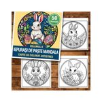 Carti si Birotica - Carti - Carti pentru copii - Carti de colorat - Carte de colorat antistres , 50 de ilustratii Iepurasi de Pasti Mandala - Volumul II, 106 pagini, A5 - Infinity.ro