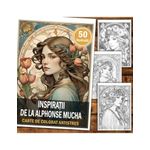 Carti si Birotica - Carti - Carti pentru copii - Carti de colorat - Carte de colorat antistres , 50 de ilustratii Inspiratii de la Alphonse Mucha, 106 pagini, A5 - Infinity.ro