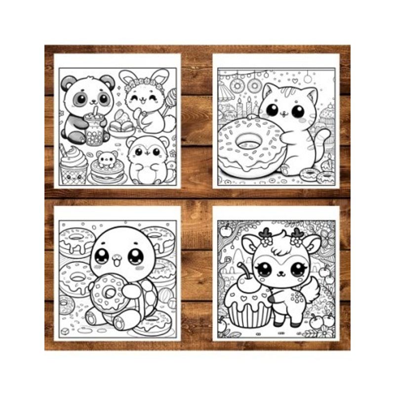 Carti si Birotica - Carti - Carti pentru copii - Carti de colorat - Carte de colorat antistres , 50 de ilustratii Kawaii Snacks, 106 pagini, A5 - Infinity.ro
