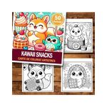 Carti si Birotica - Carti - Carti pentru copii - Carti de colorat - Carte de colorat antistres , 50 de ilustratii Kawaii Snacks, 106 pagini, A5 - Infinity.ro