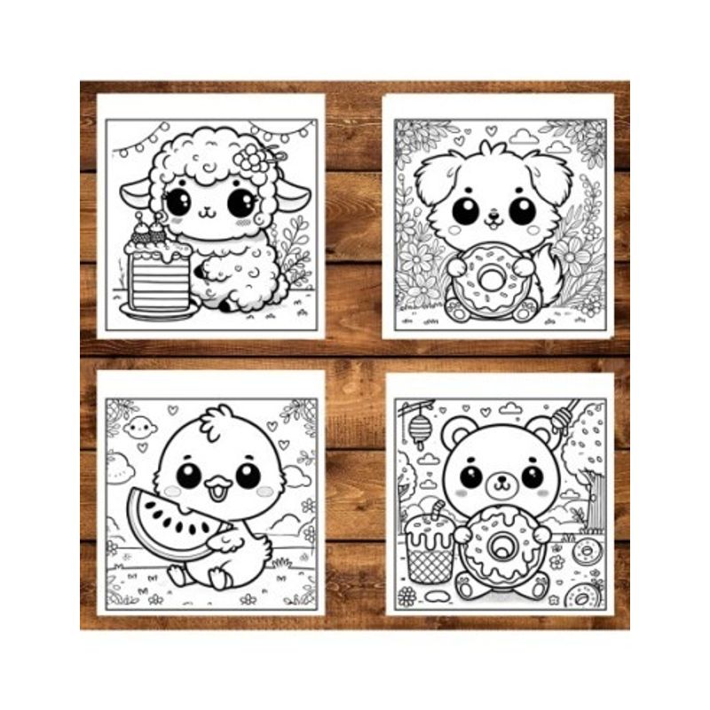 Carti si Birotica - Carti - Carti pentru copii - Carti de colorat - Carte de colorat antistres , 50 de ilustratii Kawaii Snacks, 106 pagini, A5 - Infinity.ro