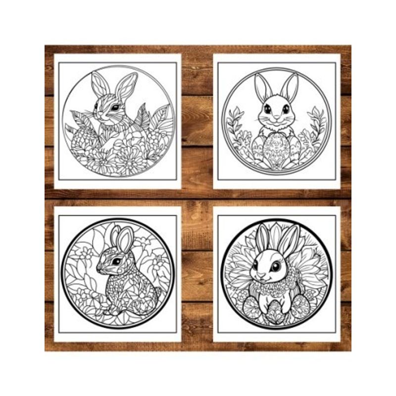 Carti si Birotica - Carti - Carti pentru copii - Carti de colorat - Carte de colorat antistres , 50 de ilustratii Iepurasi de Pasti Mandala - Volumul I, 106 pagini, A5 - Infinity.ro