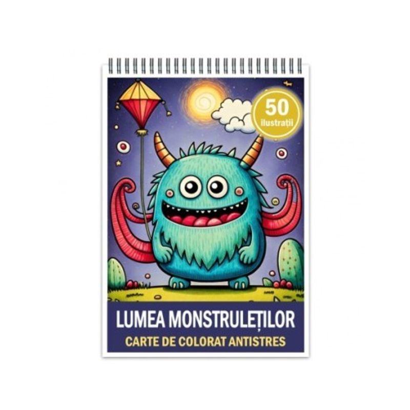 Carti si Birotica - Carti - Carti pentru copii - Carti de colorat - Carte de colorat antistres , 50 de ilustratii Lumea Monstruletilor, 106 pagini, A5 - Infinity.ro