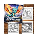 Carti si Birotica - Carti - Carti pentru copii - Carti de colorat - Carte de colorat antistres , 50 de ilustratii Lumea Dragonilor, 106 pagini, A5 - Infinity.ro