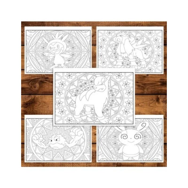 Carti si Birotica - Carti - Carti pentru copii - Carti de colorat - Carte de colorat antistres , 50 de ilustratii Mandale cu Pokemon, 106 pagini, A5 - Infinity.ro