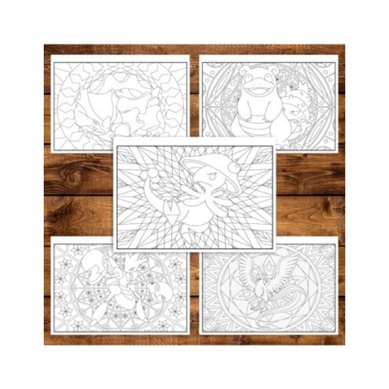 Carti si Birotica - Carti - Carti pentru copii - Carti de colorat - Carte de colorat antistres , 50 de ilustratii Mandale cu Pokemon, 106 pagini, A5 - Infinity.ro