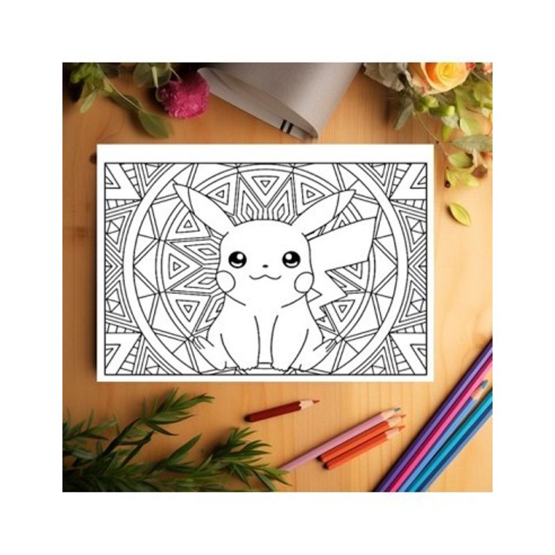 Carti si Birotica - Carti - Carti pentru copii - Carti de colorat - Carte de colorat antistres , 50 de ilustratii Mandale cu Pokemon, 106 pagini, A5 - Infinity.ro