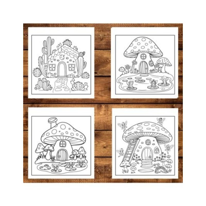 Carti si Birotica - Carti - Carti pentru copii - Carti de colorat - Carte de colorat antistres , 50 de ilustratii Miniature Houses, 106 pagini, A5 - Infinity.ro
