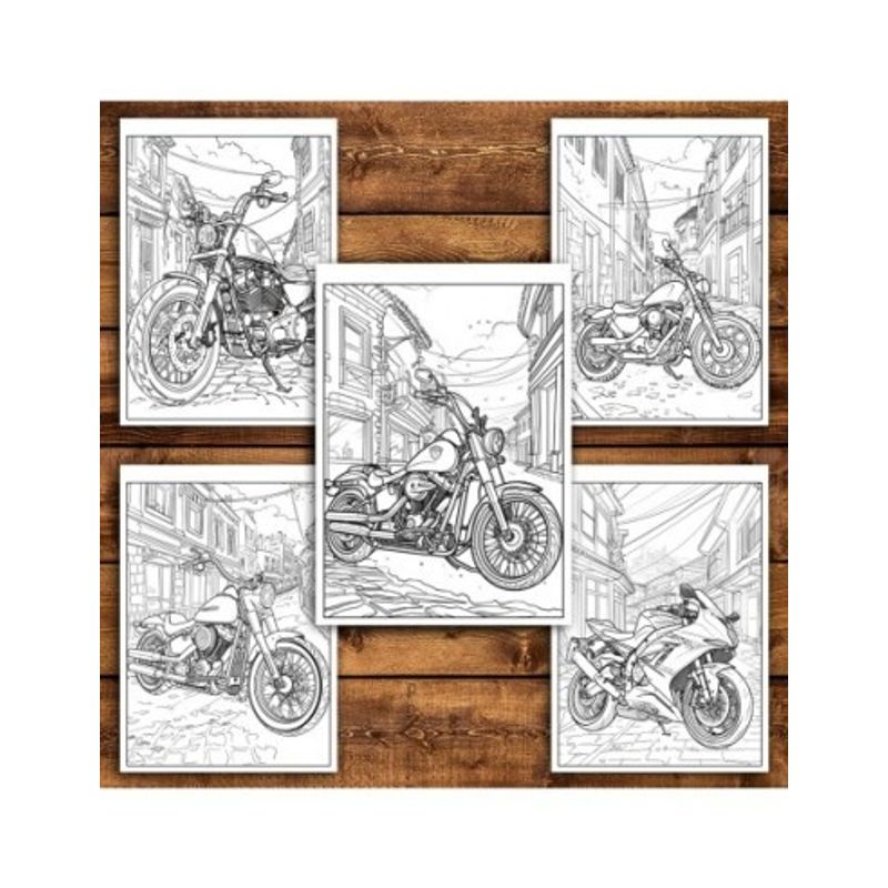Carti si Birotica - Carti - Carti pentru copii - Carti de colorat - Carte de colorat antistres , 50 de ilustratii Motociclete - Volumul II, 106 pagini, A5 - Infinity.ro