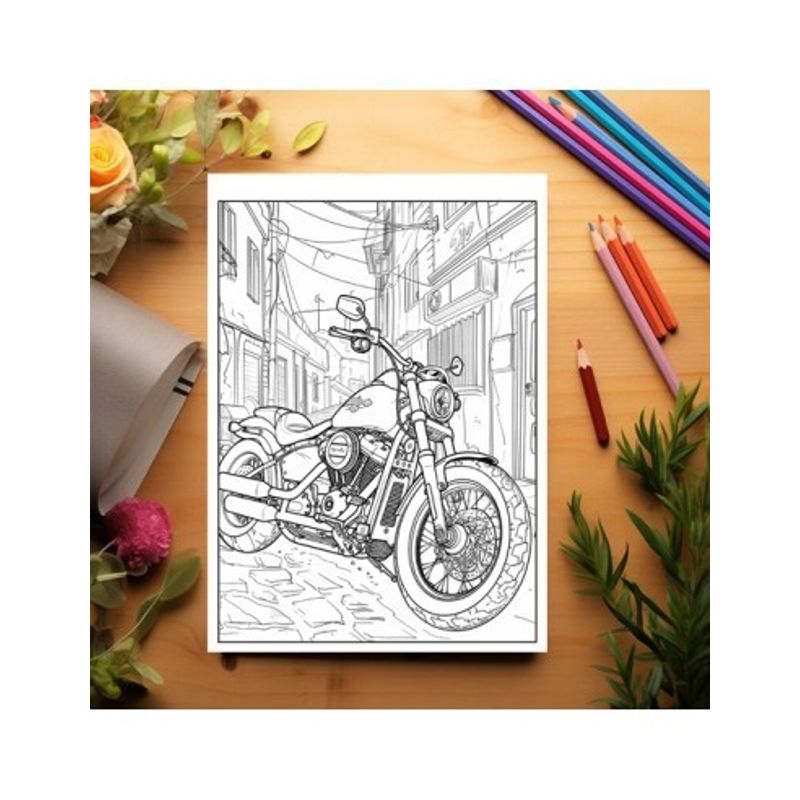 Carti si Birotica - Carti - Carti pentru copii - Carti de colorat - Carte de colorat antistres , 50 de ilustratii Motociclete - Volumul II, 106 pagini, A5 - Infinity.ro