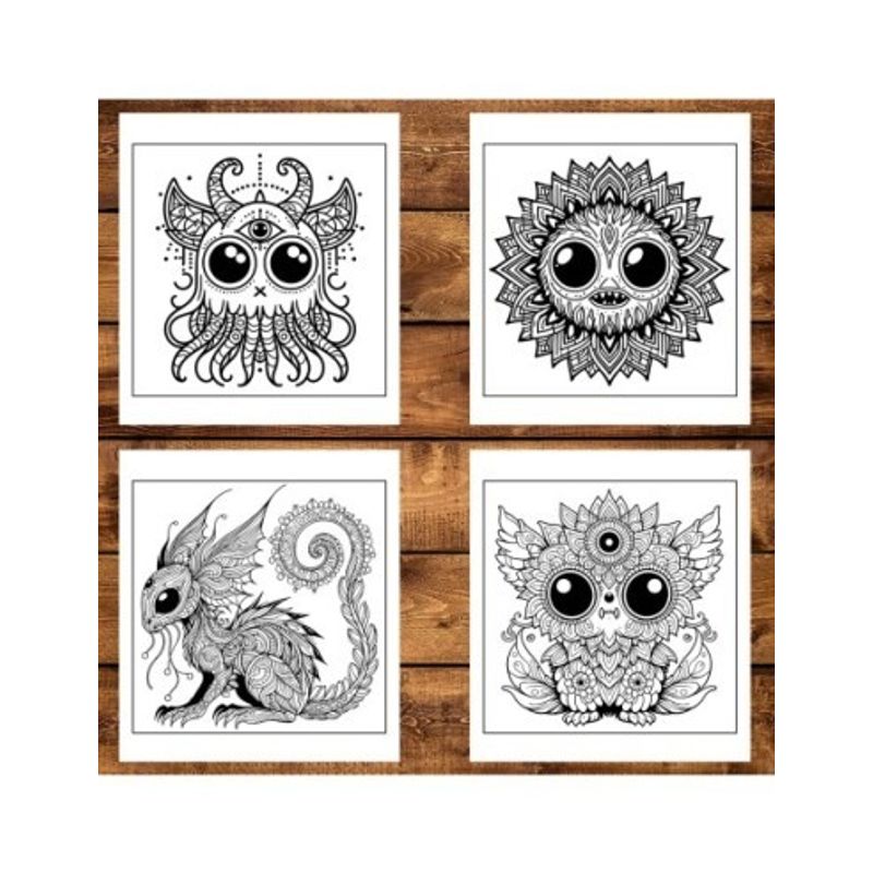 Carti si Birotica - Carti - Carti pentru copii - Carti de colorat - Carte de colorat antistres , 50 de ilustratii Monstruleti Mandala, 106 pagini, A5 - Infinity.ro