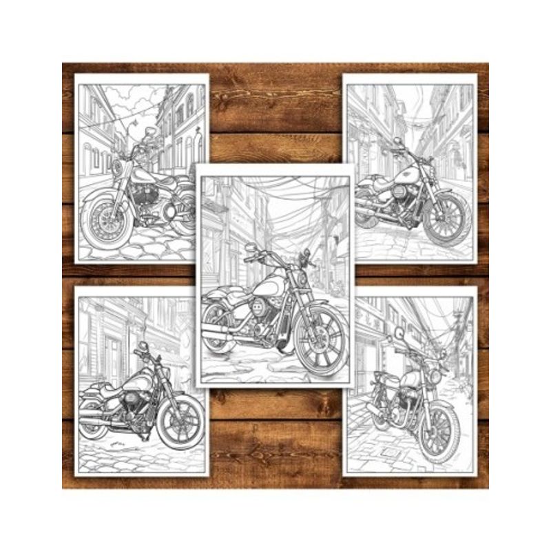Carti si Birotica - Carti - Carti pentru copii - Carti de colorat - Carte de colorat antistres , 50 de ilustratii Motociclete - Volumul II, 106 pagini, A5 - Infinity.ro