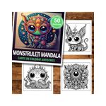 Carti si Birotica - Carti - Carti pentru copii - Carti de colorat - Carte de colorat antistres , 50 de ilustratii Monstruleti Mandala, 106 pagini, A5 - Infinity.ro