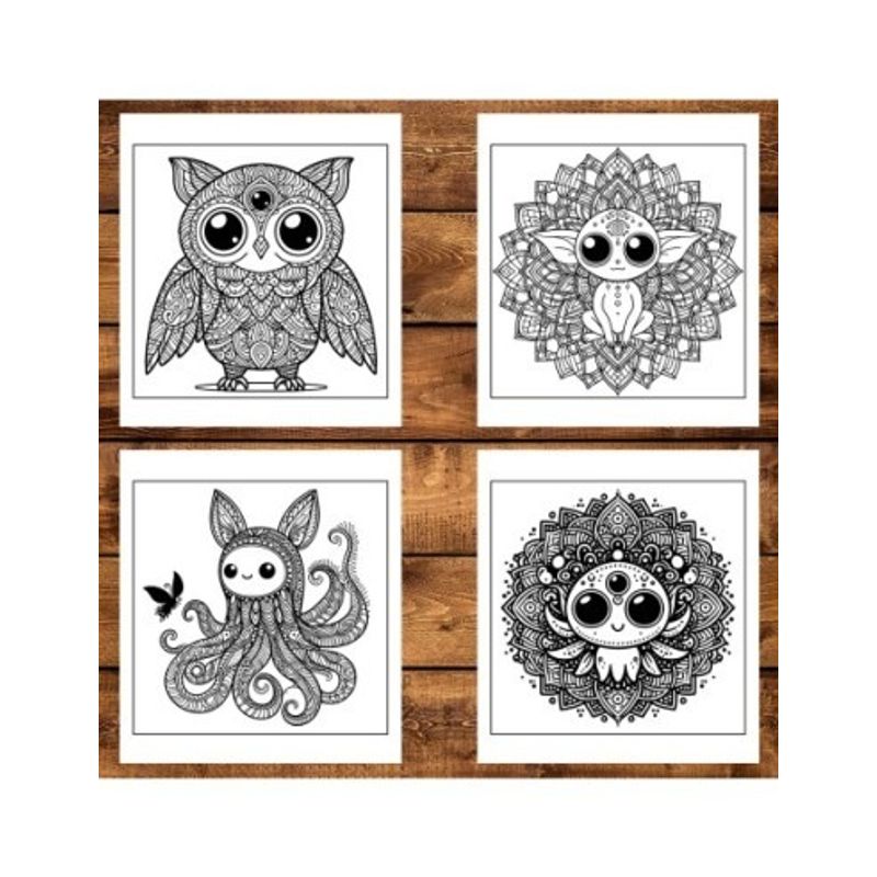 Carti si Birotica - Carti - Carti pentru copii - Carti de colorat - Carte de colorat antistres , 50 de ilustratii Monstruleti Mandala, 106 pagini, A5 - Infinity.ro