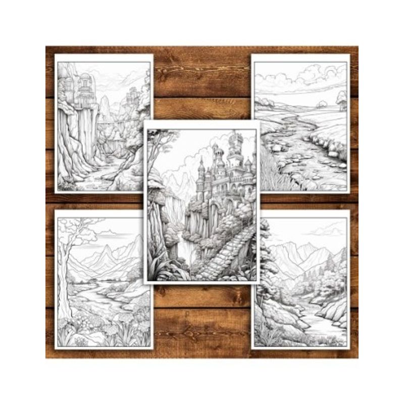 Carti si Birotica - Carti - Carti pentru copii - Carti de colorat - Carte de colorat antistres , 50 de ilustratii Peisaje din Natura, 106 pagini, A5 - Infinity.ro