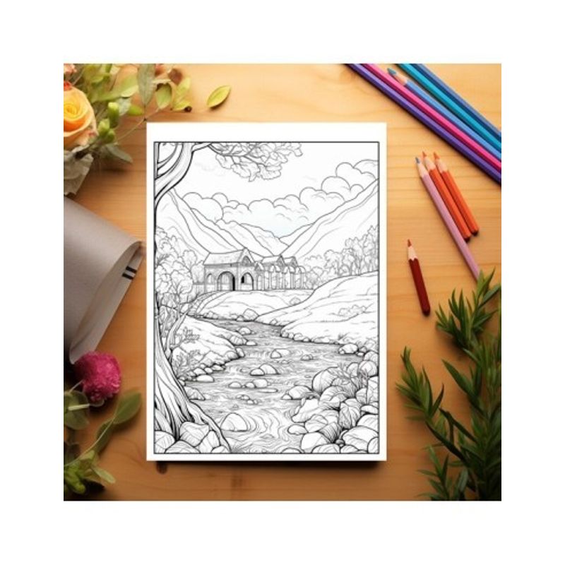 Carti si Birotica - Carti - Carti pentru copii - Carti de colorat - Carte de colorat antistres , 50 de ilustratii Peisaje din Natura, 106 pagini, A5 - Infinity.ro