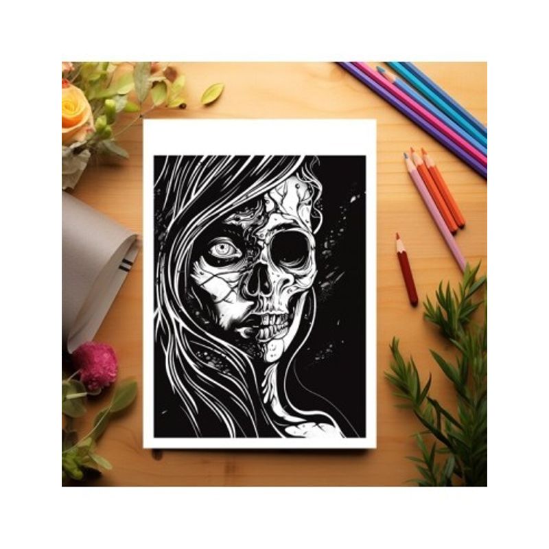 Carti si Birotica - Carti - Carti pentru copii - Carti de colorat - Carte de colorat antistres , 50 de ilustratii Nightfall Grimoire, 106 pagini, A5 - Infinity.ro