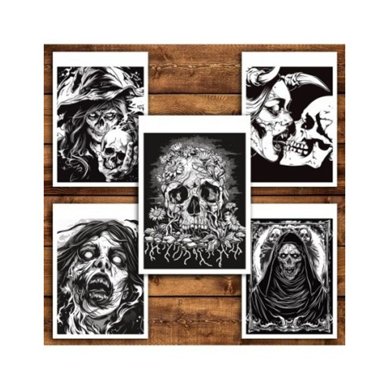 Carti si Birotica - Carti - Carti pentru copii - Carti de colorat - Carte de colorat antistres , 50 de ilustratii Nightfall Grimoire, 106 pagini, A5 - Infinity.ro