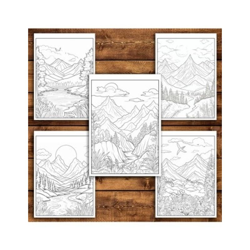 Carti si Birotica - Carti - Carti pentru copii - Carti de colorat - Carte de colorat antistres , 50 de ilustratii Peisaje Montane - Volumul II, 106 pagini, A5 - Infinity.ro