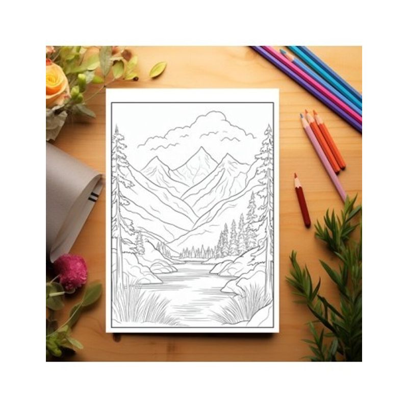 Carti si Birotica - Carti - Carti pentru copii - Carti de colorat - Carte de colorat antistres , 50 de ilustratii Peisaje Montane - Volumul II, 106 pagini, A5 - Infinity.ro