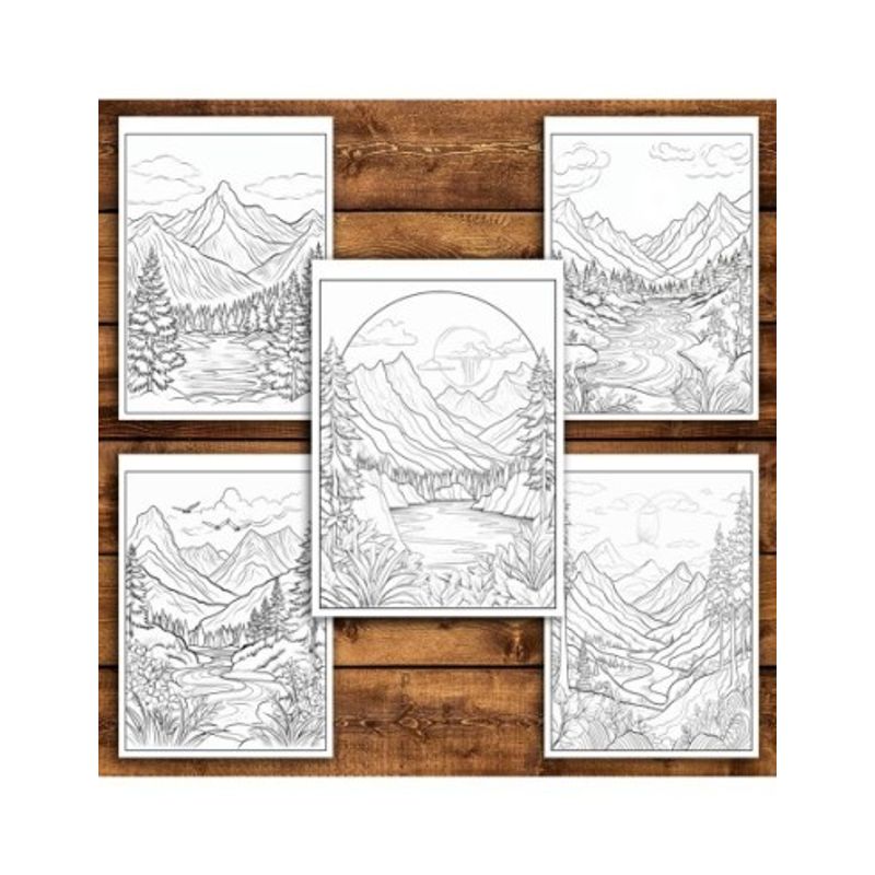 Carti si Birotica - Carti - Carti pentru copii - Carti de colorat - Carte de colorat antistres , 50 de ilustratii Peisaje Montane - Volumul I, 106 pagini, A5 - Infinity.ro