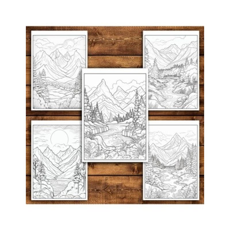 Carti si Birotica - Carti - Carti pentru copii - Carti de colorat - Carte de colorat antistres , 50 de ilustratii Peisaje Montane - Volumul I, 106 pagini, A5 - Infinity.ro